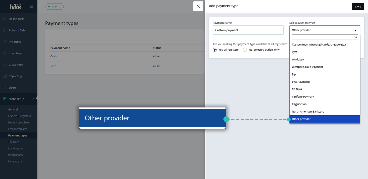 Creating a new payment type in Hike